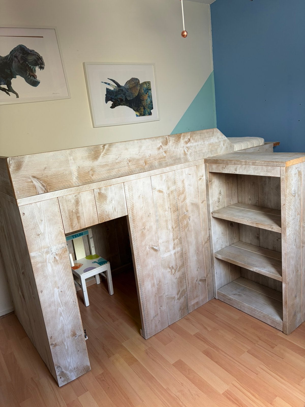 Stoere hoogslaper van steigerhout, Ophalen, Gebruikt, Hoogslaper