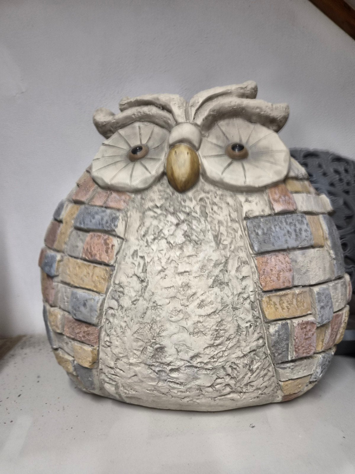 Mooie grote stenen uil 35 cm hoog, Ophalen, Gebruikt, Meerkleurig, Steen/keramiek