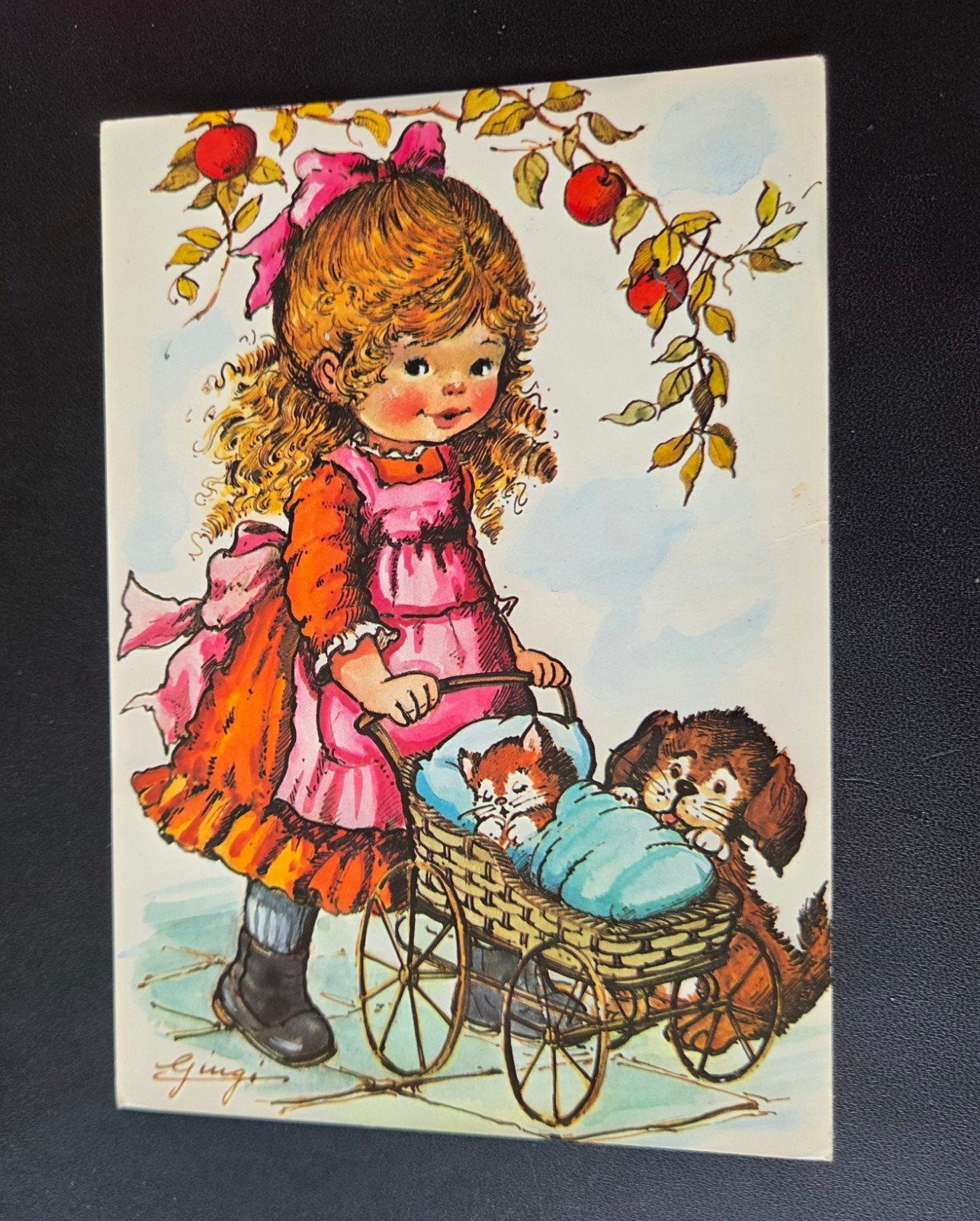 Meisje met kinderwagen en dieren, Verzenden, 1940 tot 1960, Gelopen, Kinderen