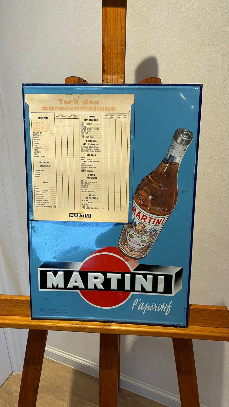 Martini prijslijst in blik., Ophalen of Verzenden, Zo goed als nieuw, Reclamebord