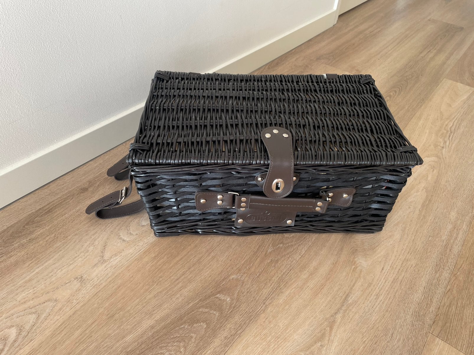 Picknickmand zwart, gevuld, Ophalen of Verzenden, Zo goed als nieuw