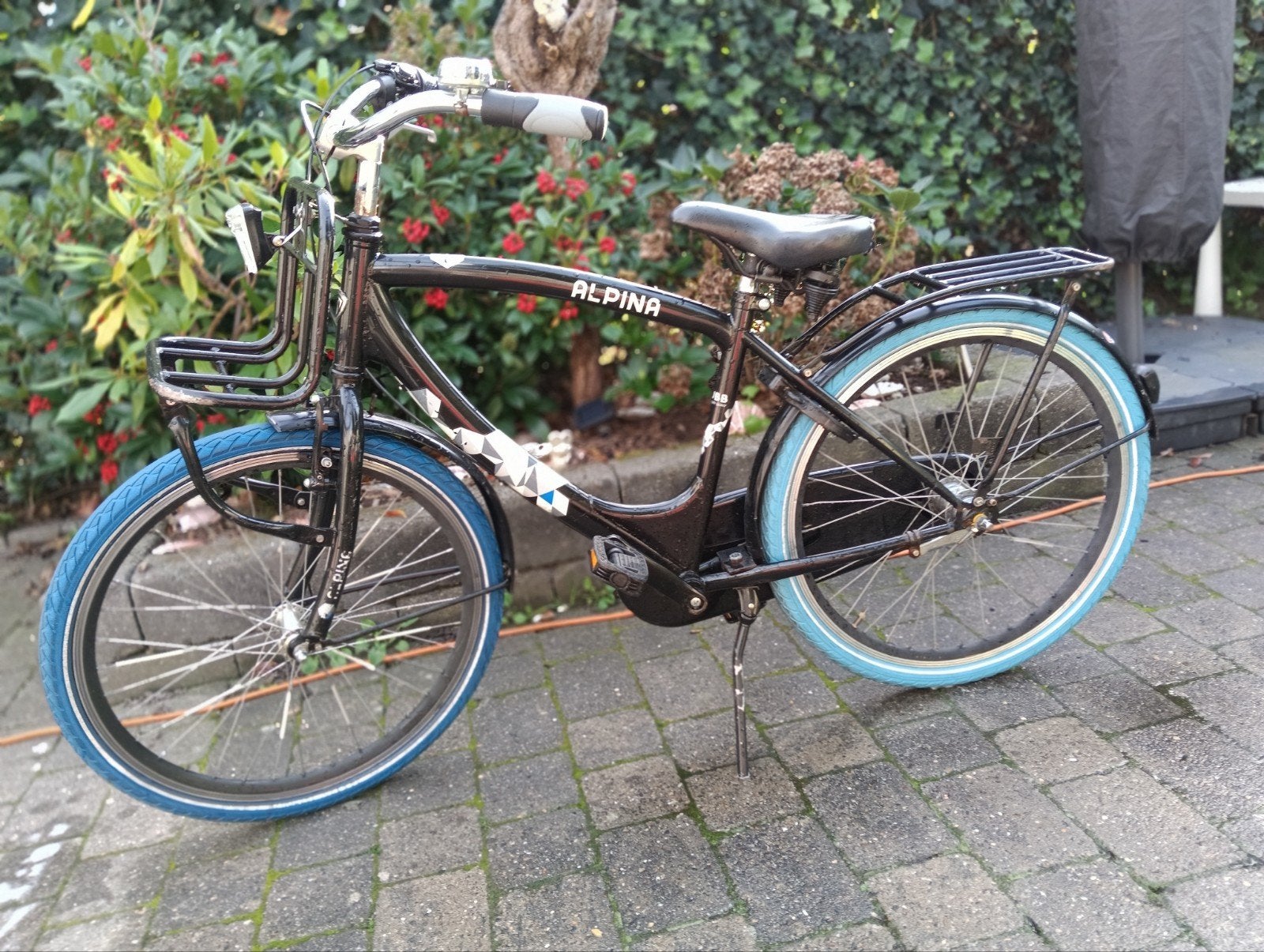 24inch Alpina jongens fiets met voordrager en blauwe banden, Fietsen en Brommers, Terugtraprem, Gebruikt, 50 tot 53 cm, Ophalen