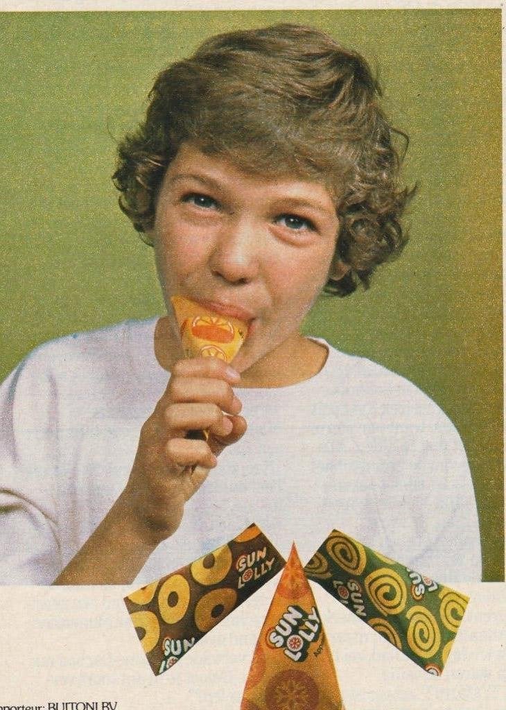 Retro reclame 1978 Sun Lolly jongetje met tractatie ijsje, Verzenden, Overige typen