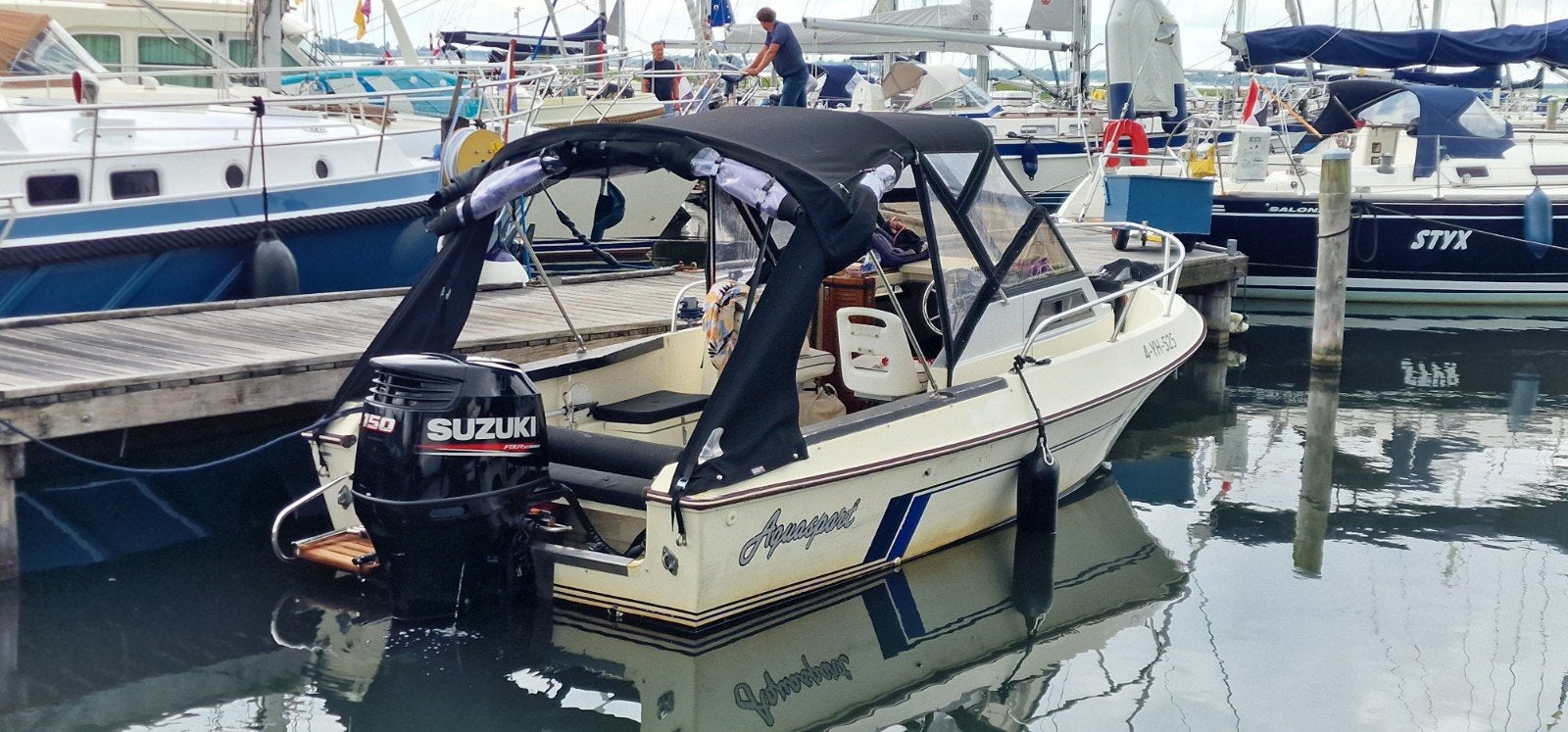 6,5 m Cruiser/sportvisboot Suzuki DF150pk4t trailer compleet, Gebruikt, 1.90 meter, Zonnedek, Buitenboordmotor