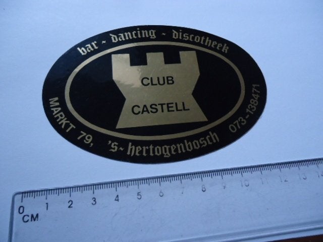 sticker oud Den Bosch CLUB CASTELL bar dancing disco horeca, Verzenden, Zo goed als nieuw, Bedrijf of Vereniging