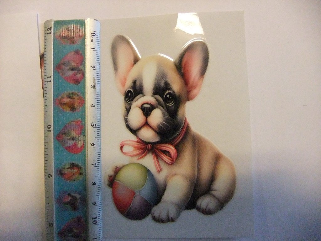 Leuke Franse Bulldog Puppy Sticker voor Mokken/Bekers, Kunststof, Verzenden, Overige typen, Nieuw