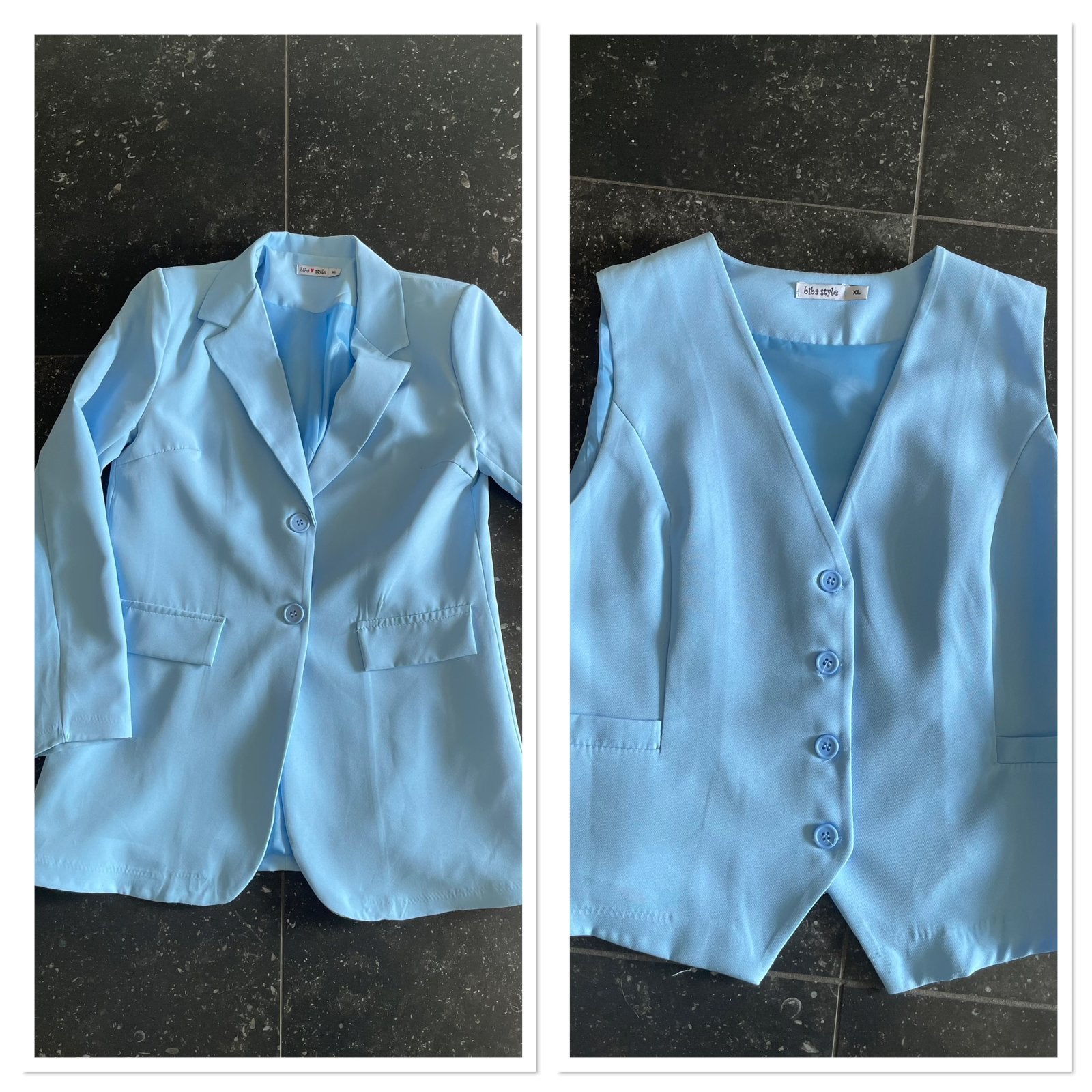 Licht blauw giletje en blazer mt xl van Biba style, Ophalen of Verzenden, Zo goed als nieuw, Maat 46/48 (XL) of groter, Blauw