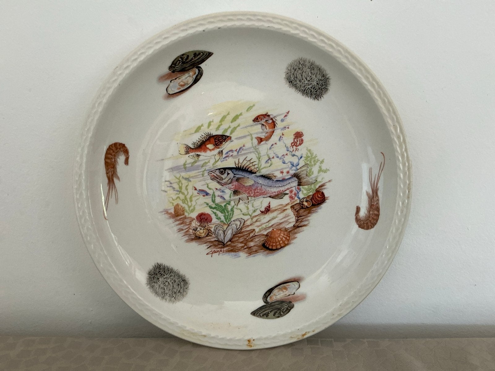 11 Visborden Moulins des Loups France - 24 cm, Antiek en Kunst, Ophalen of Verzenden