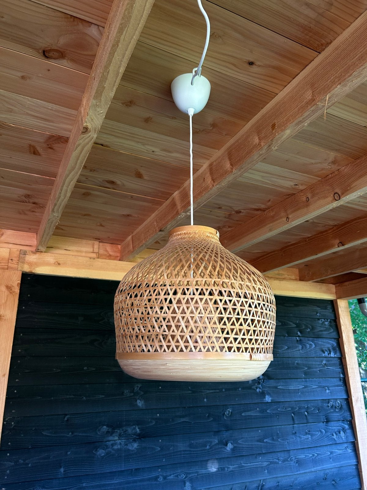 Ikea MISTERHULT bamboe hanglamp, Ophalen, Zo goed als nieuw, Natuurlijk materiaal, E27 (groot)