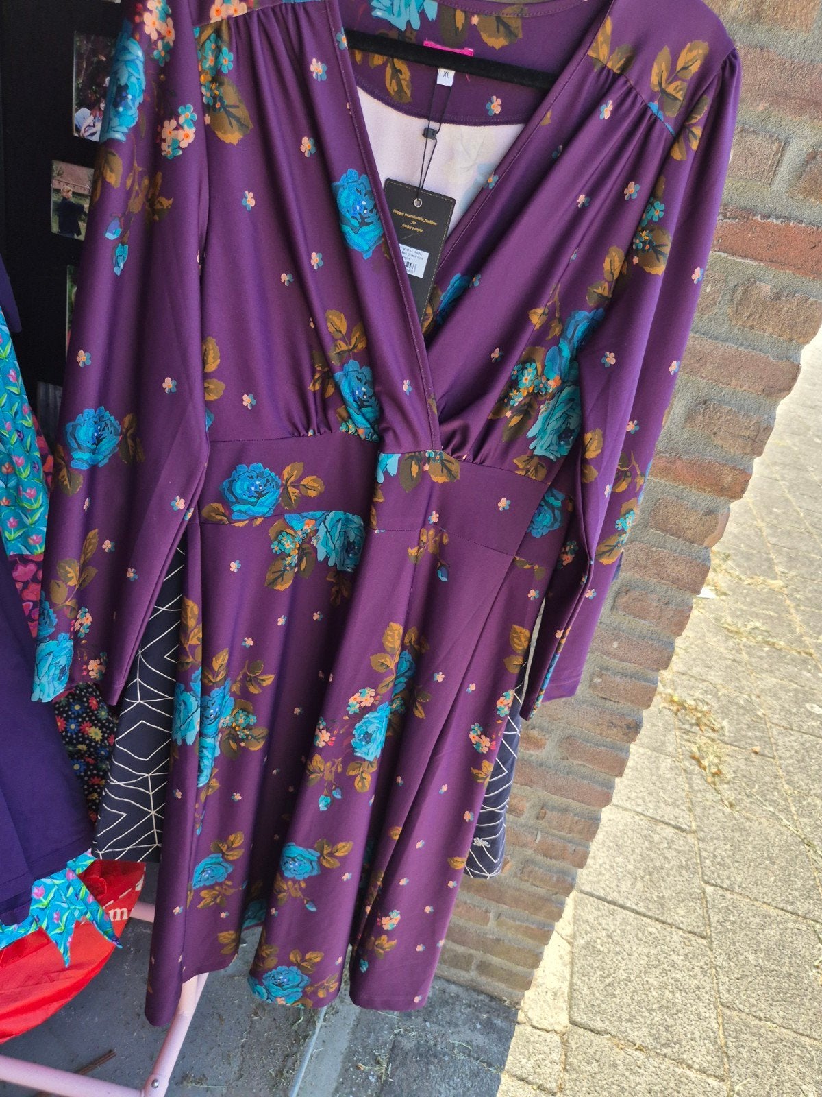 Tante Betsy Jurk Midi Shabby Rose Aubergine Maat XL, Tante Betsy, Paars, Maat 46/48 (XL) of groter, Nieuw