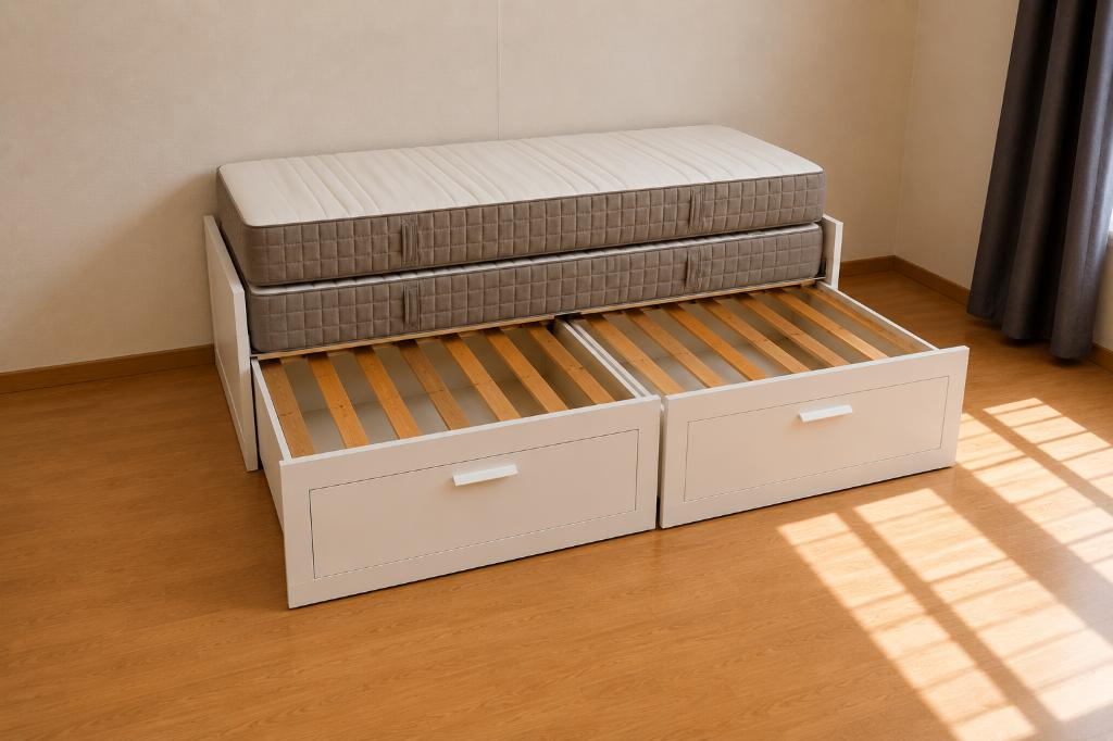 Kinderkamer met extra logeerbed, 2 matrassen, kast en bureau, Kinderen en Baby's, Kinderkamer | Complete kinderkamers, Ophalen