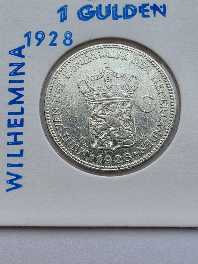 1 GULDEN 1928, 1 gulden, Zilver, Ophalen of Verzenden, Koningin Wilhelmina