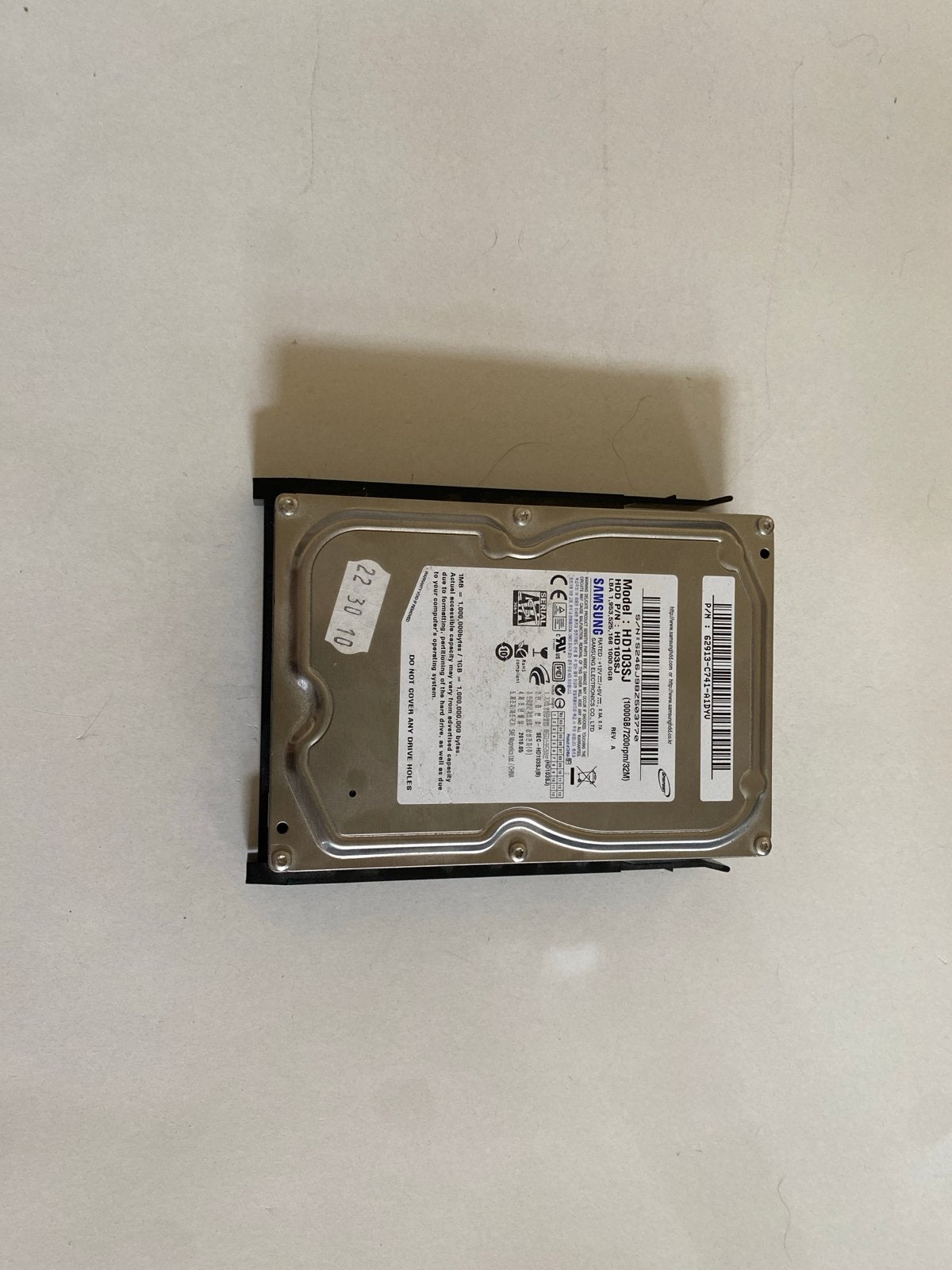 Samsung HD103SJ 1TB HDD - Onbekende staat, Computers en Software, Harde schijven, Intern, Ophalen of Verzenden, Desktop, Niet werkend