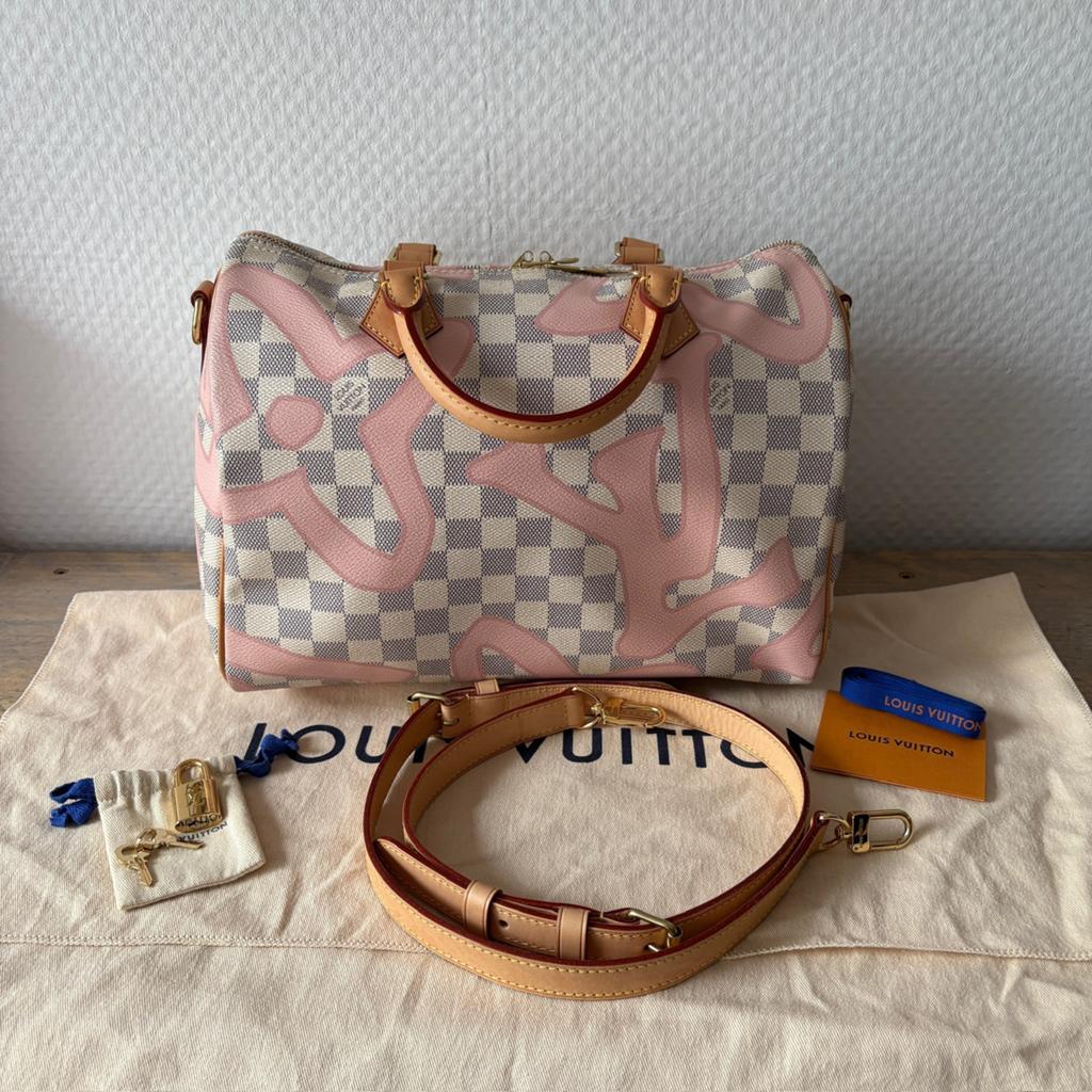 Louis Vuitton Speedy 30 Damier Azur Rosé Tahitienne, Ophalen, Zo goed als nieuw, Overige kleuren, Handtas
