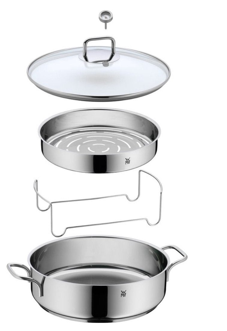 Nieuw: WMF ProfiSelect Braadpan 28 cm + inzet & thermometer, Huis en Inrichting, Nieuw, Ophalen of Verzenden, Rvs, Keramische plaat