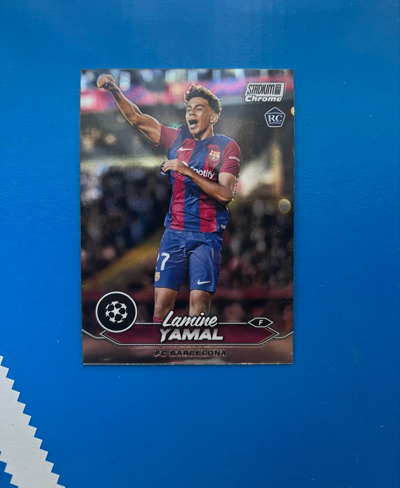 Lamine Yamal Topps Stadium Club Chrome RC FC Barcelona, Ophalen of Verzenden, Zo goed als nieuw, Plaatje