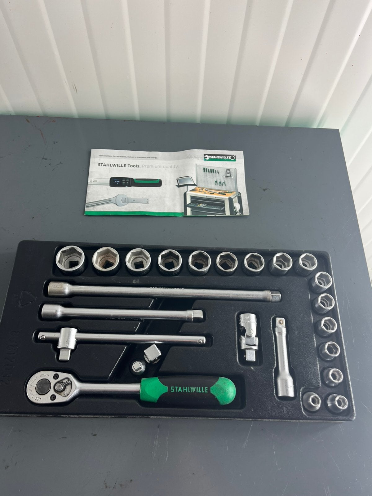 Stahlwille 3/8 doppenset met verlengstukken en adapters, Ophalen of Verzenden, Zo goed als nieuw