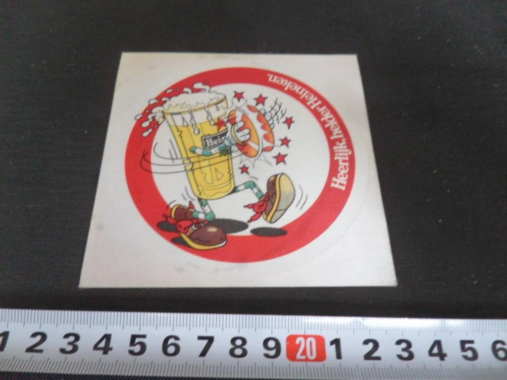 sticker textiel glas bier bekkens heerlijk, helder heineken, Ophalen, Zo goed als nieuw