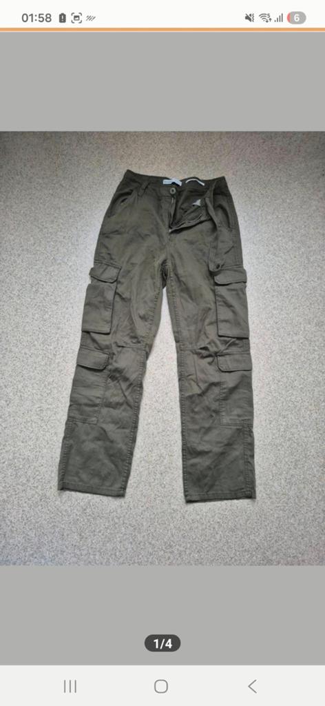 Bershka Cargo Broek - Groen (Maat m, Kleding | Dames, Maat 38/40 (M), Zo goed als nieuw, Lang, Groen