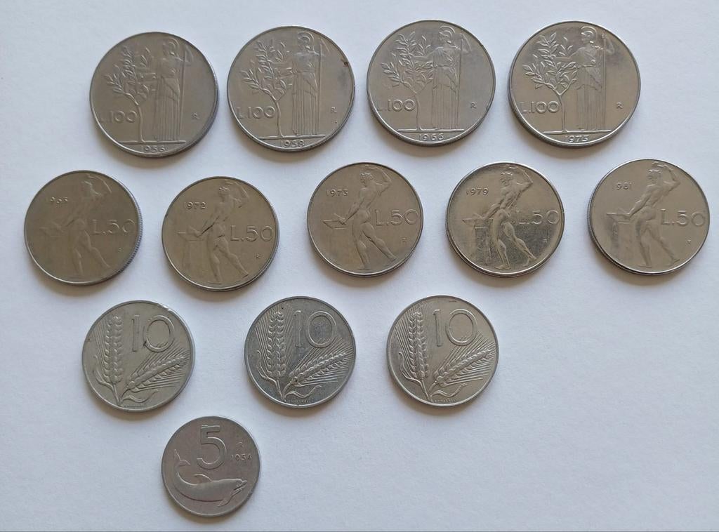 Lotje Italië lire munten 13x, Ophalen of Verzenden, Italië, Overige waardes, Setje