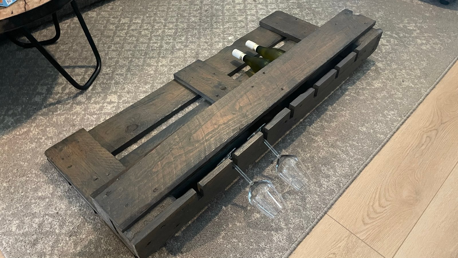 Uniek houten wijnrek voor mancave of bar, Huis en Inrichting, Ophalen, 50 – 75, 5 tot 15 flessen, Zo goed als nieuw