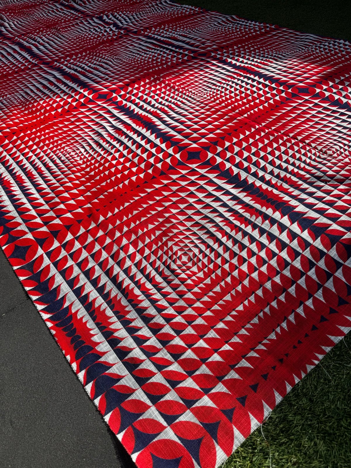 Vintage Op Art Textiel italiaans. 5 meters, Ophalen of Verzenden