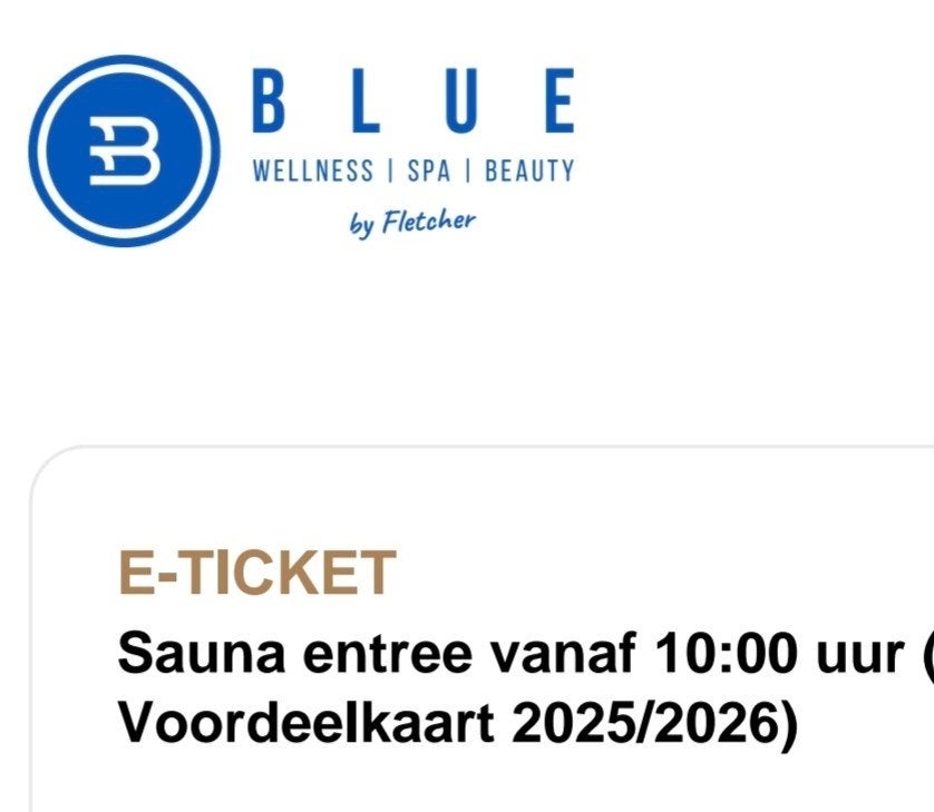 Blue Wellness tickets dagentree zonder weekendtoeslag, Cadeaubon, Spa of Sauna