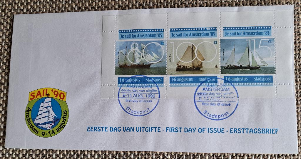 Envelop – SAIL 1990 – stadspost Amsterdam, Postzegels en Munten, Brieven en Enveloppen | Nederland, Ophalen of Verzenden, Envelop
