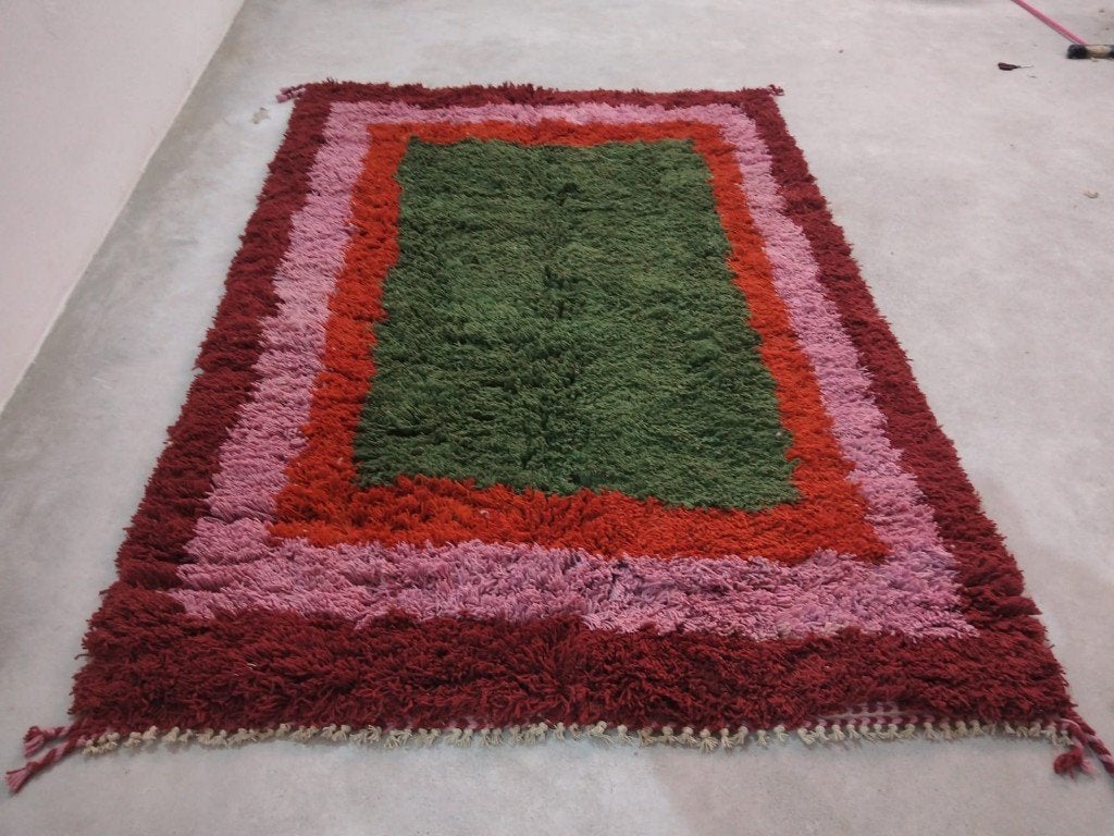 Uniek Beni Ouarain vloerkleed – groen roze 210x317, MarocCarpets, Info@maroccarpets.nl, Groen, Ophalen of Verzenden