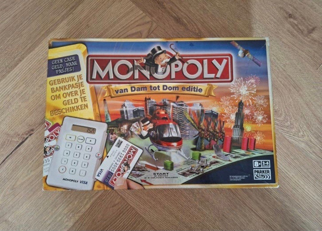 Monopoly van Dam tot Dom editie (met pinpassen), Ophalen of Verzenden, Gebruikt