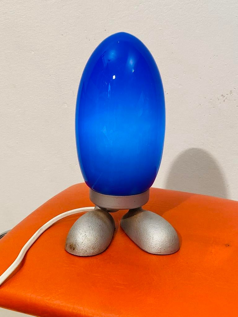 Vintage Ikea Fjorton Blauw Ei Tafellamp Tatsuo Konno, Huis en Inrichting, Lampen | Tafellampen, Ophalen of Verzenden, Minder dan 50 cm