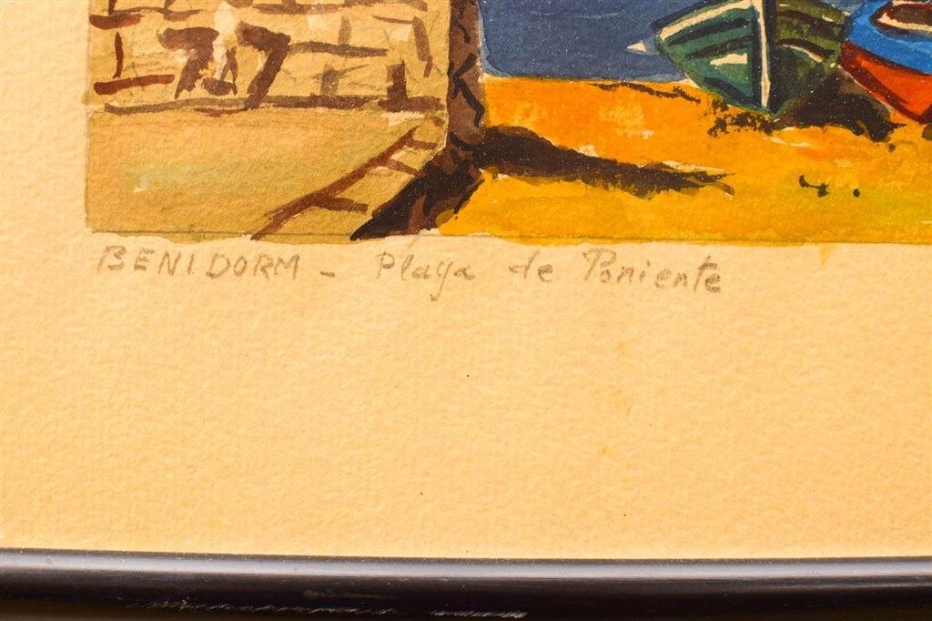 Schilderij/Prent van Benidorm - Playa de poniente 49602, Ophalen of Verzenden, Gebruikt, Schilderij