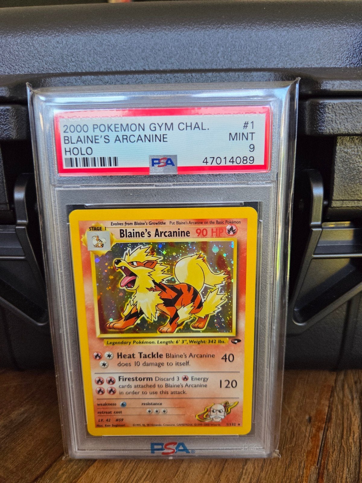 PSA 9 MINT Blaine's Arcanine Holo #1 Pokémon Gym Challenge, Ophalen of Verzenden