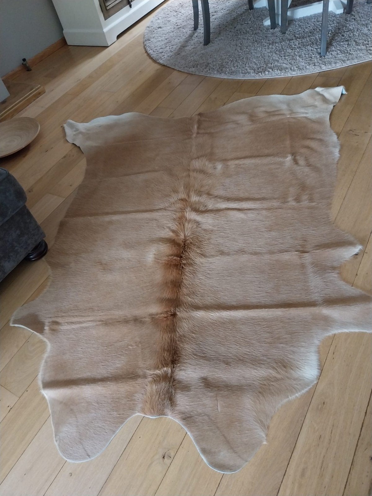 koeienhuid, Huis en Inrichting, Ophalen, Beige, 150 tot 200 cm, 200 cm of meer
