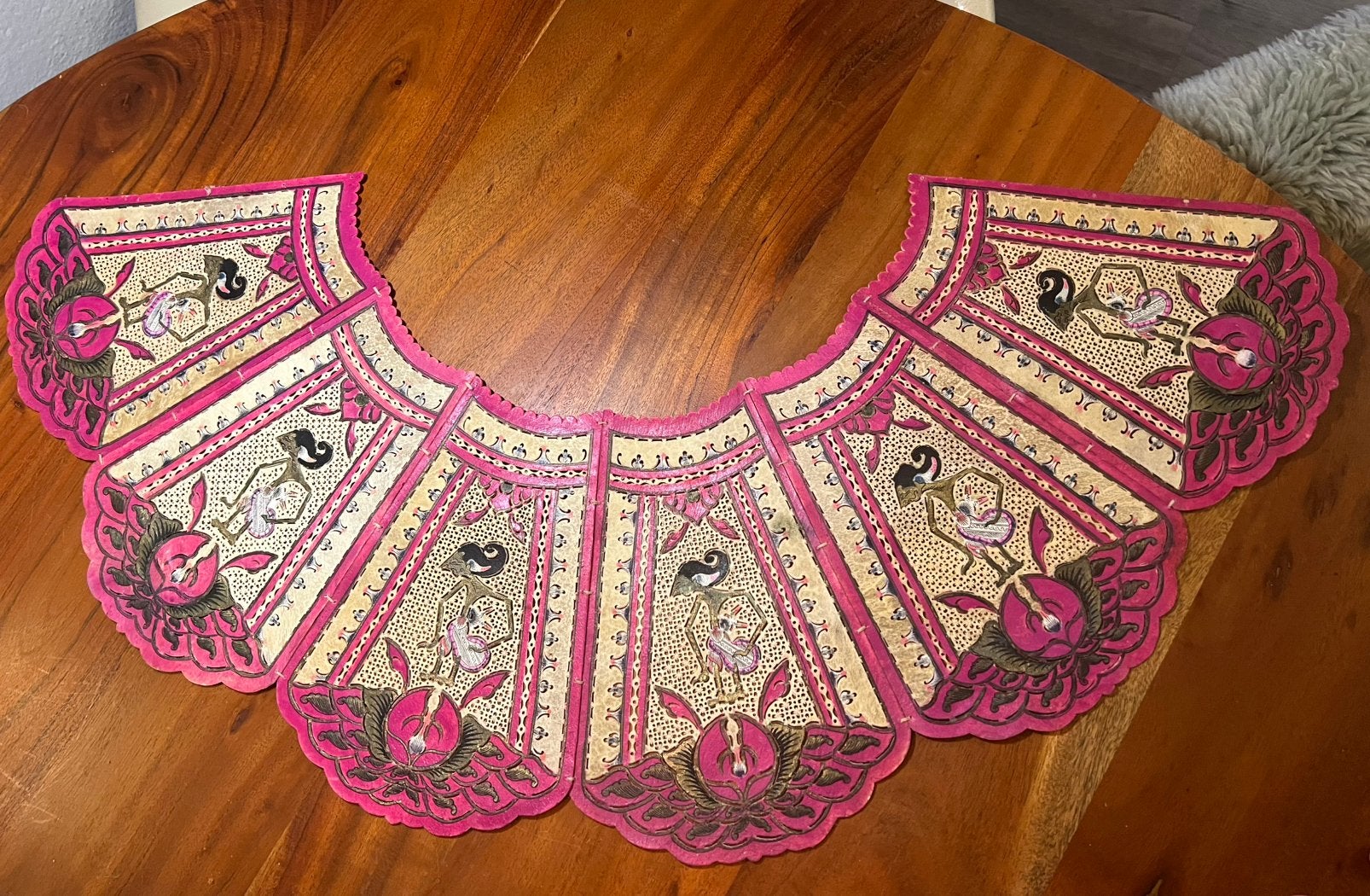 Oosterse antieke vintage waaier wanddecoratie Indonesië boho, Ophalen of Verzenden