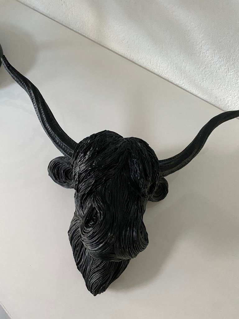 Wanddecoratie kop buffel/koe, polyresin, zwart, Ophalen