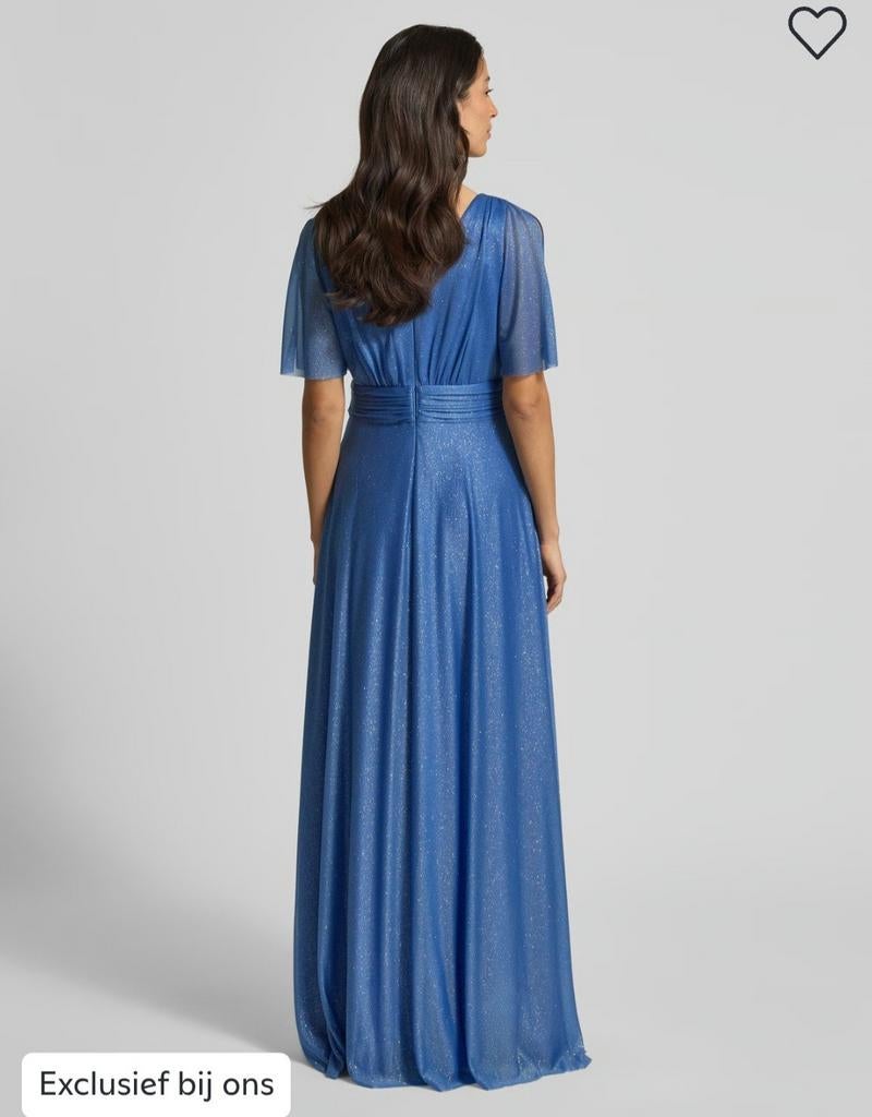 Christian Berg Avondjurk Maat 40 - Blauw met Zilver Glitter, Kleding | Dames, Maat 38/40 (M), Galajurk, Blauw, Ophalen of Verzenden