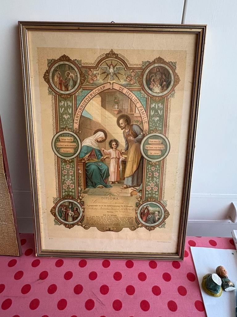 Antiek religie religieus diploma 1928 aartsbroederschap, Ophalen of Verzenden