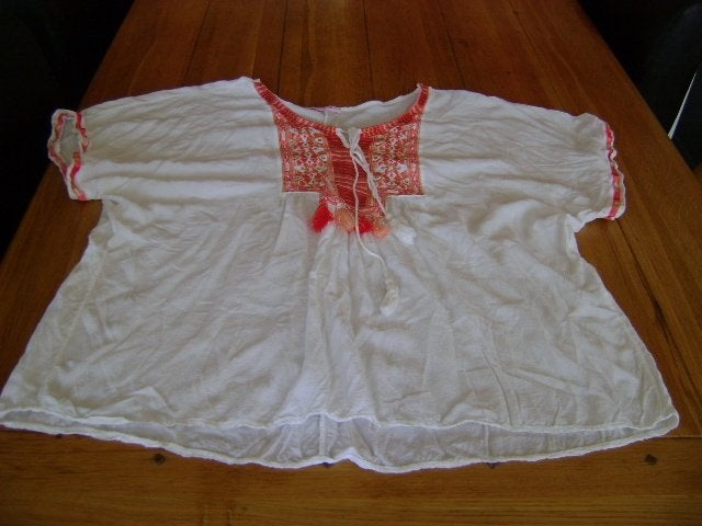 Luchtig G.Ricceri wit/abricot oversized blousje, maat XL, Verzenden, Wit, Maat 46/48 (XL) of groter, Zo goed als nieuw