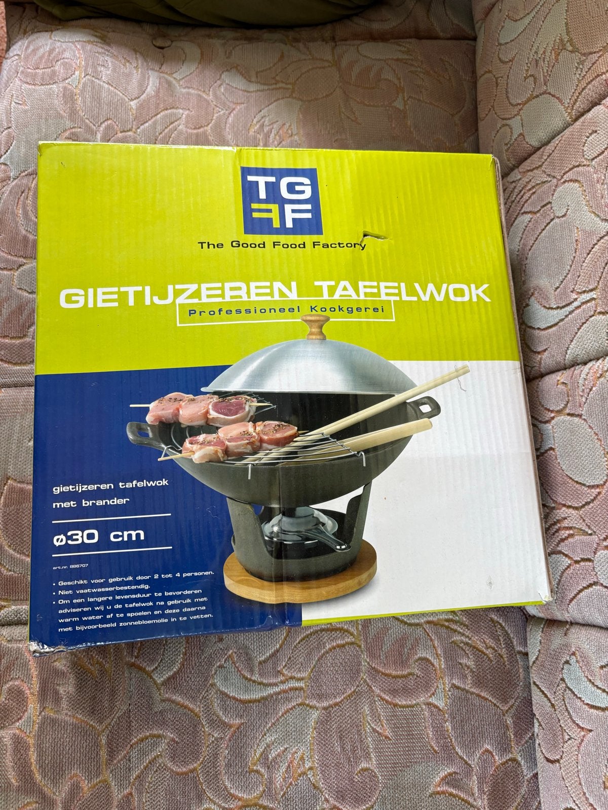 Nieuwe Gietijzeren Tafelwok met Brander - TGFF - Ø30 cm, Overige typen, Nieuw, Ophalen of Verzenden, Zwart