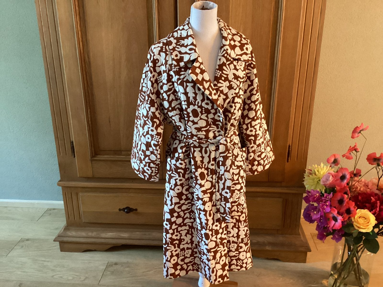 Caroline Biss jasje/kimono bruin/wit bloemenprint maat 38, Kleding | Dames, Maat 38/40 (M), Bruin, Ophalen of Verzenden, Zo goed als nieuw