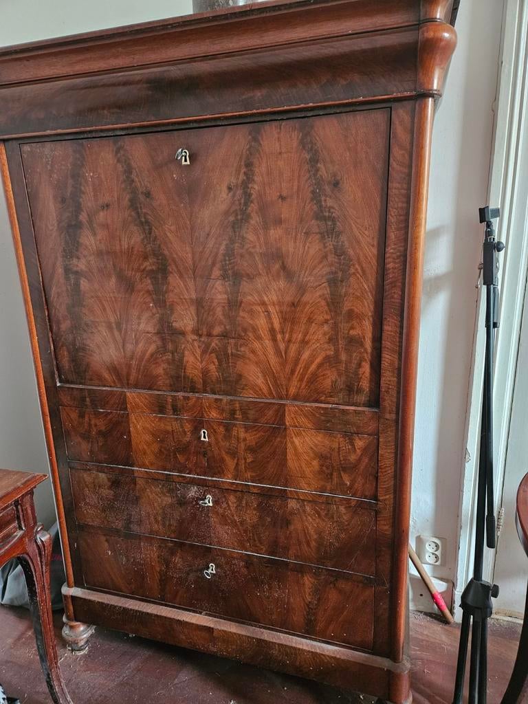 Antieke Biedermeier secretaire met geheim vak, Huis en Inrichting, Kasten | Secretaires, Ophalen, Gebruikt, Biedermeier