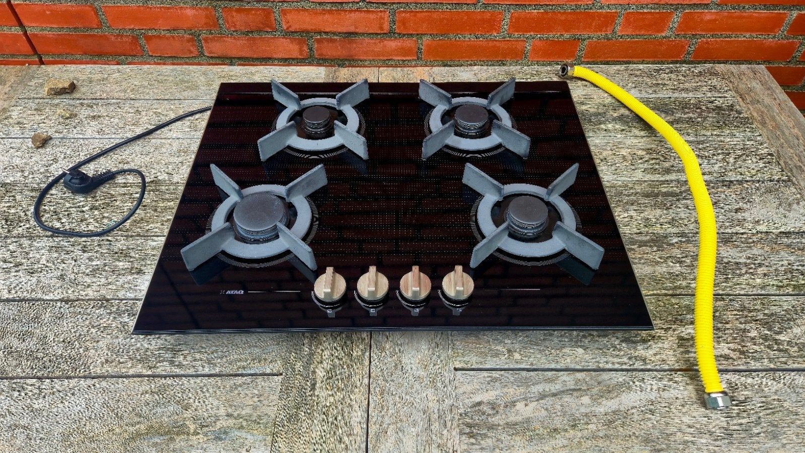 ATAG gaskookplaat 4-pits keramisch glas type HG6471MBA, Ophalen, 4 kookzones, Zo goed als nieuw, Inbouw