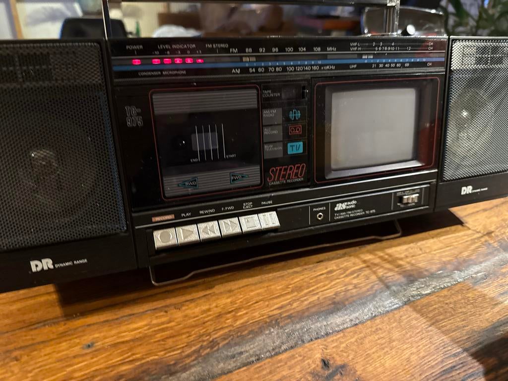 Vintage Audio Sonic TC-975 Boombox met TV (1987), Ophalen of Verzenden