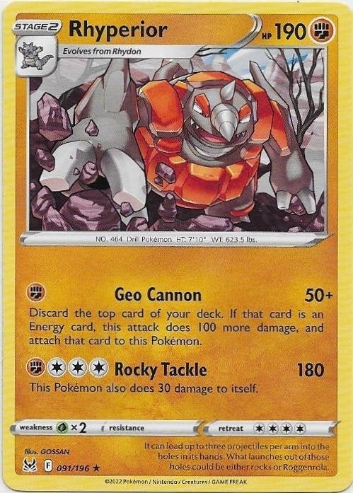 Lost Origin,  Rhyperior [rare] 91/196, Verzenden, Nieuw, Losse kaart