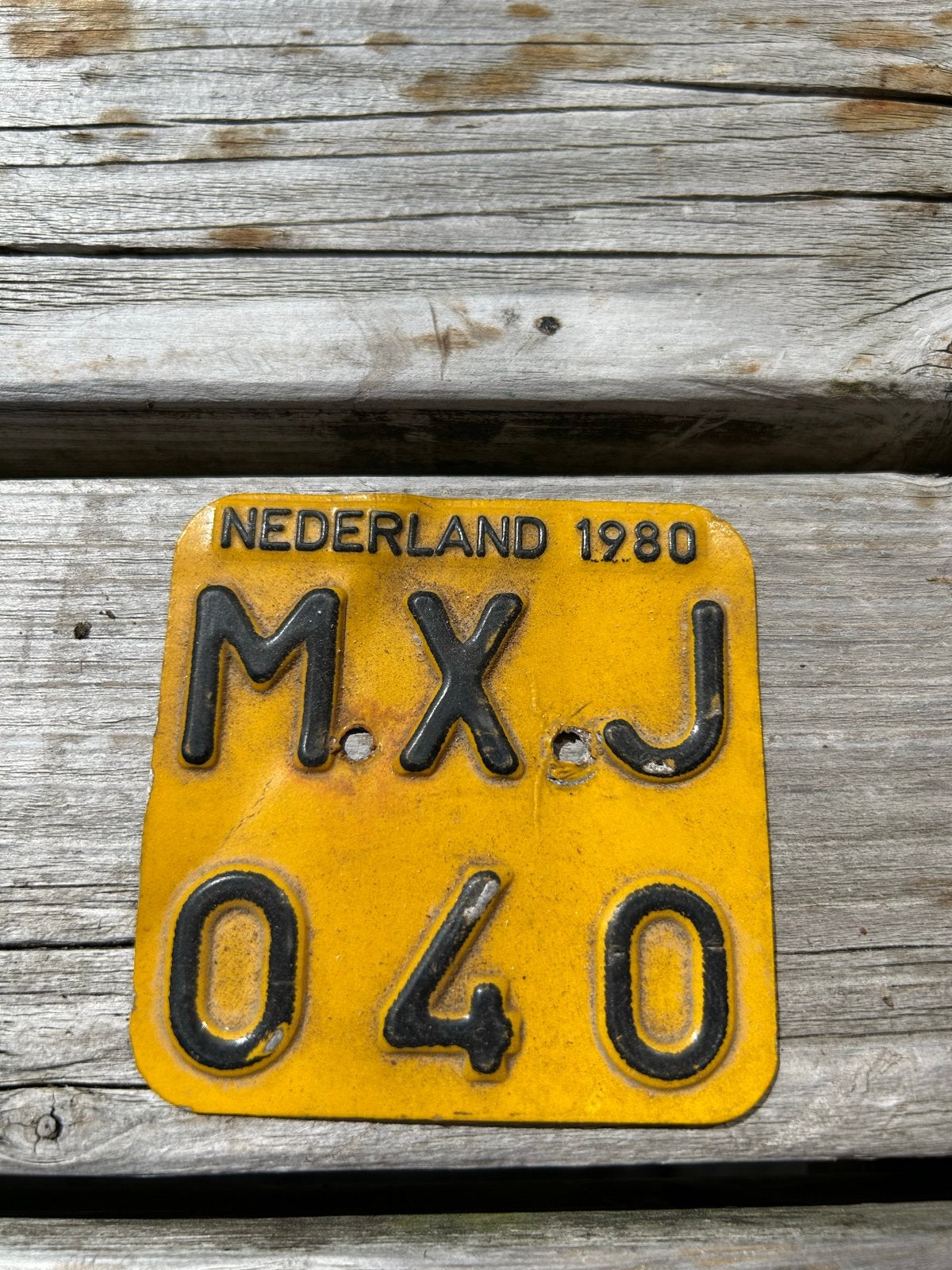 Bromfietsplaatje Nederland 1980 - MXJ 040, Ophalen of Verzenden, Gebruikt, Overige typen