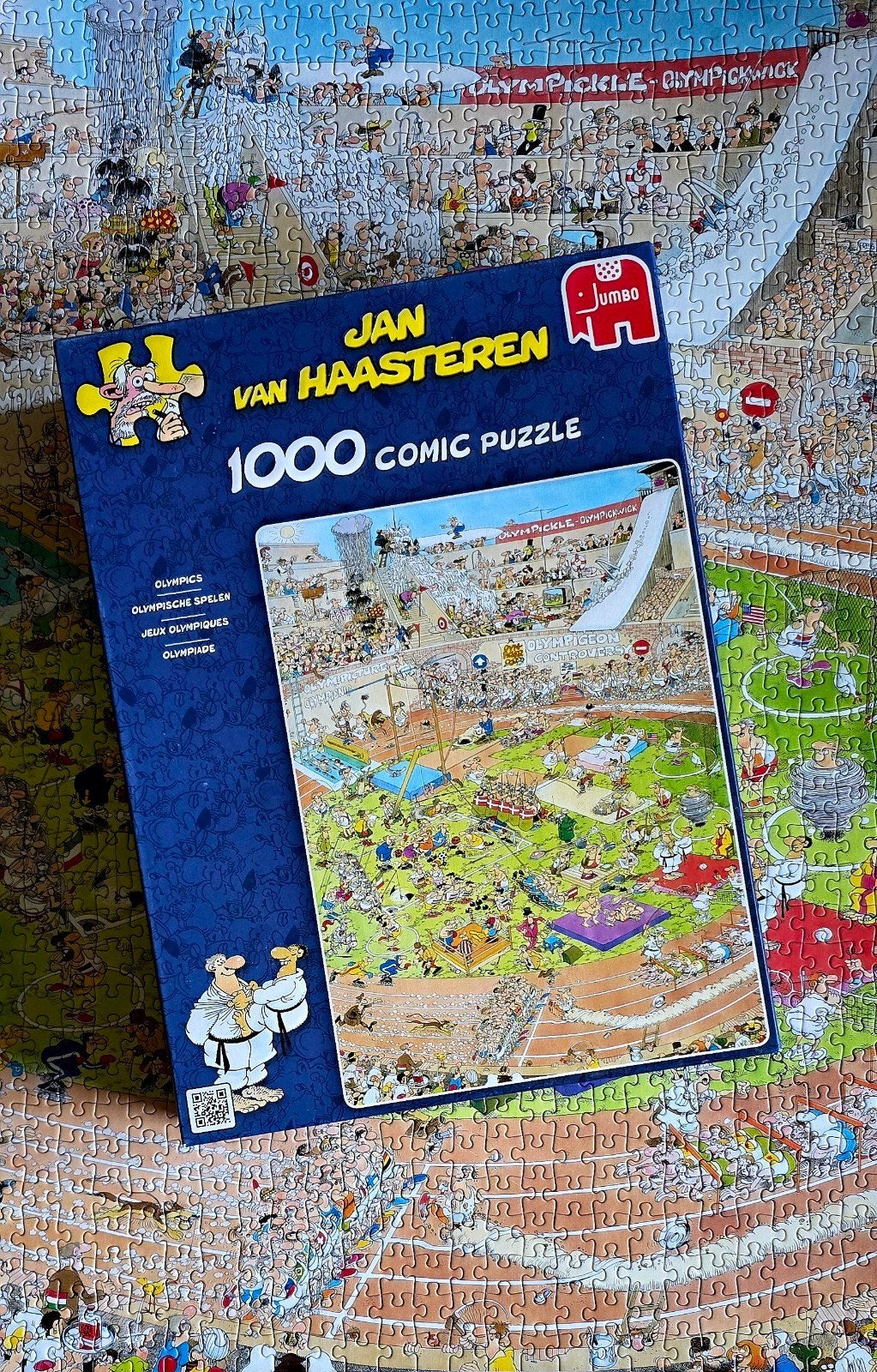 Jan van Haasteren puzzel: Olympische Spelen, Ophalen of Verzenden, 500 t/m 1500 stukjes, Zo goed als nieuw, Legpuzzel