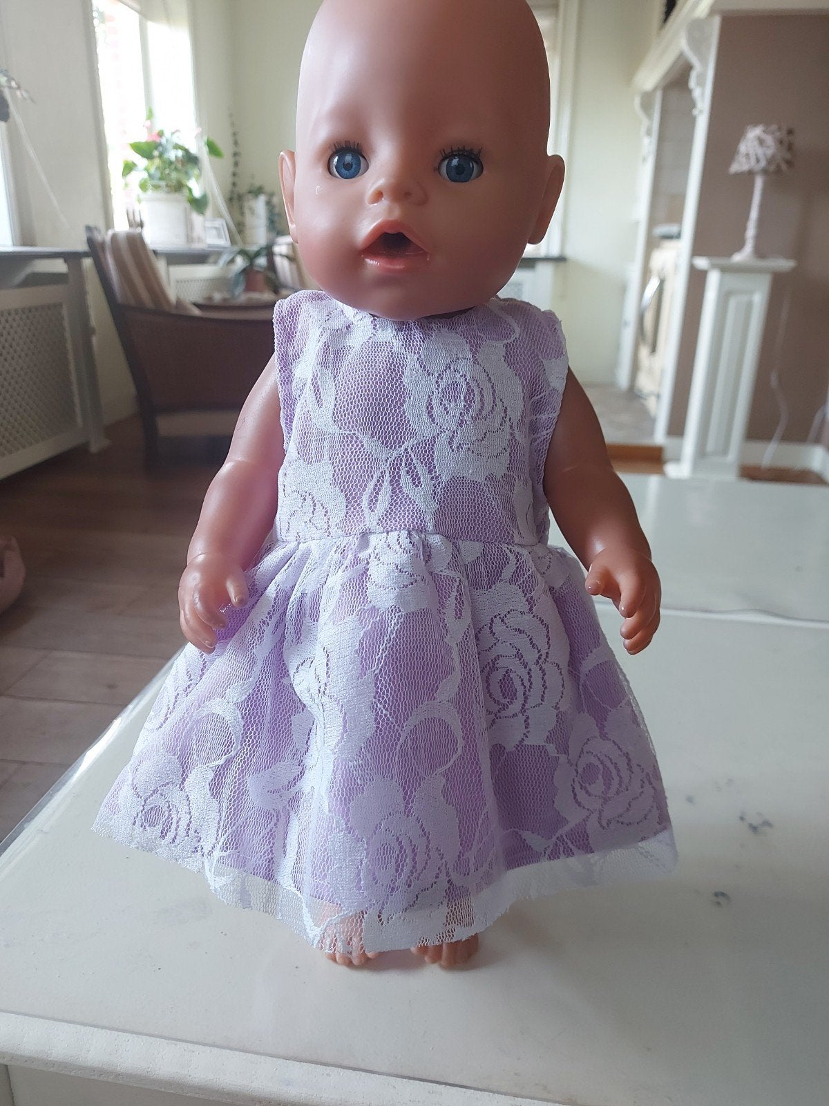 mooie kanten jurk baby born pop 43cm, Ophalen of Verzenden, Babypop