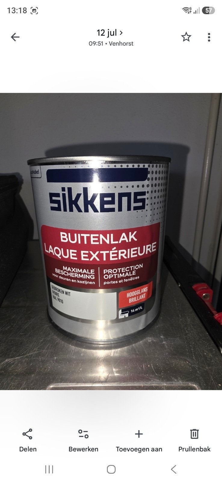 7 x Sikkens Buitenlak Hoogglans Gebroken Wit RAL 9010, Ophalen of Verzenden, Nieuw, Wit