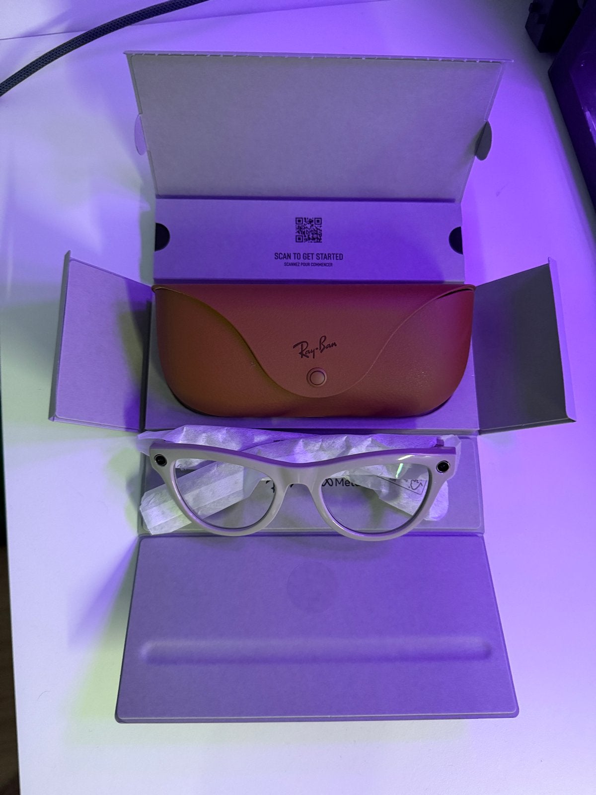 Ray-Ban Meta Skyler (Gen 2) Chalky Grey / Sapphire, Zonnebril, Ophalen of Verzenden, Zo goed als nieuw, Ray-Ban